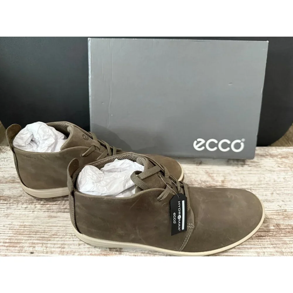 Ecco Chase Ii Hydromax Leather Shoes Warm Grey Lace-Up Womens EU 40 US 9-9.5 - Picture 1 of 11